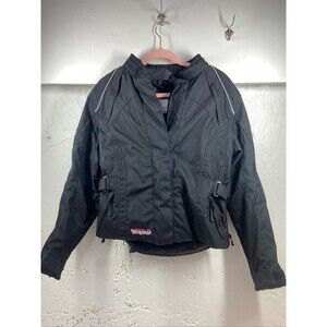 CASTLE WOMENS SIZE 8 BLACK MOTORCYCLE JACKET PADDED ELBOWS NO LINING